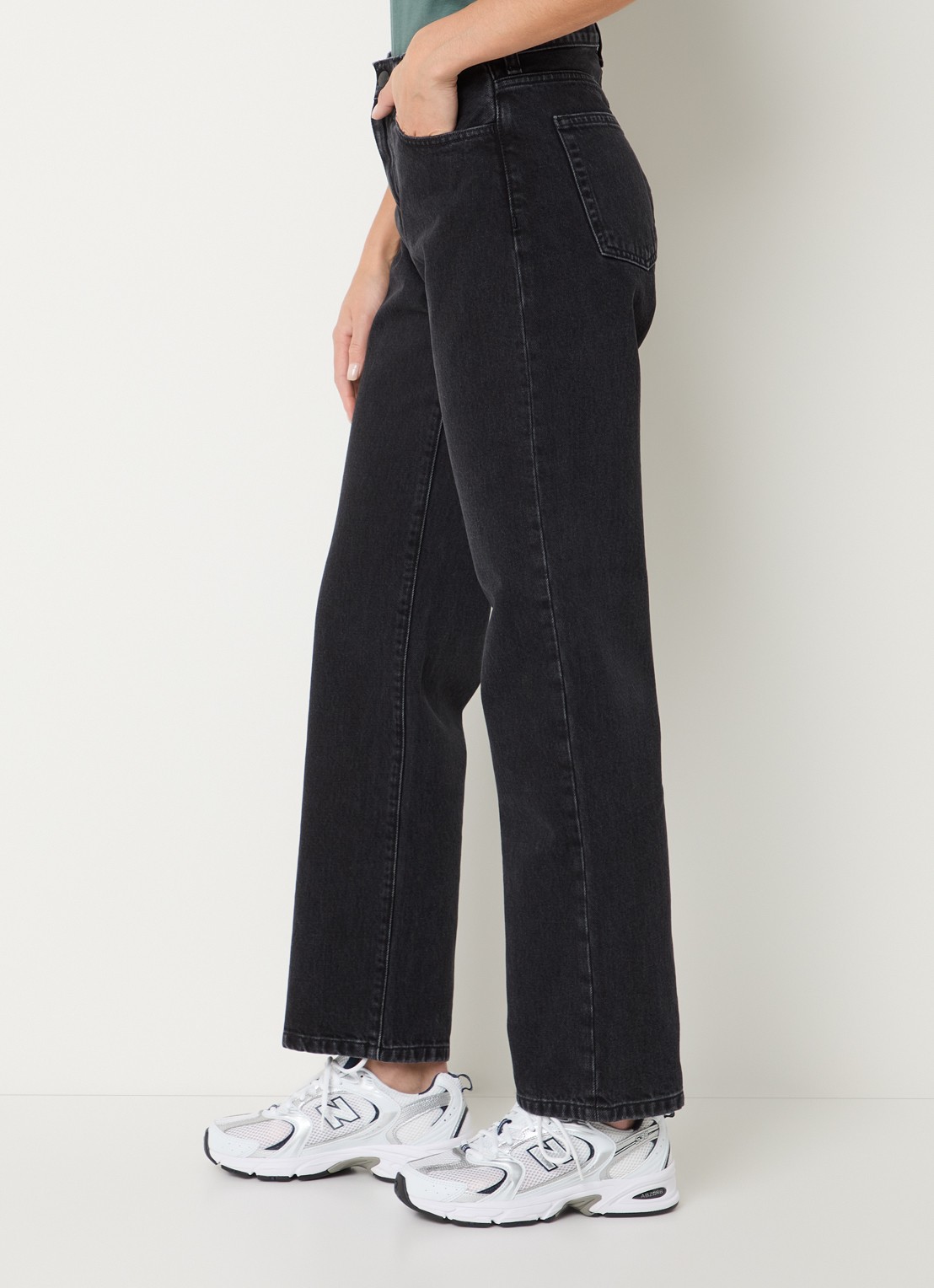 Carhartt WIP High waist straight leg jeans met gekleurde wassing - detail 5 zwart