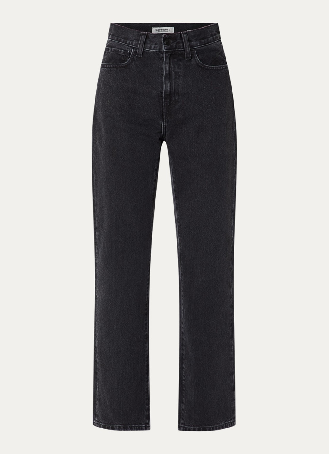 Carhartt WIP High waist straight leg jeans met gekleurde wassing - voorkant 2 zwart