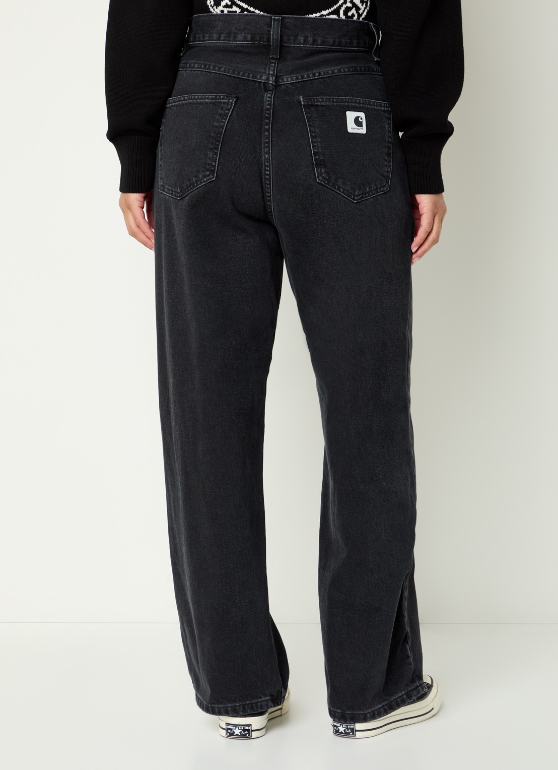 Carhartt WIP High waist straight leg jeans met gekleurde wassing - achterkant 3 antraciet