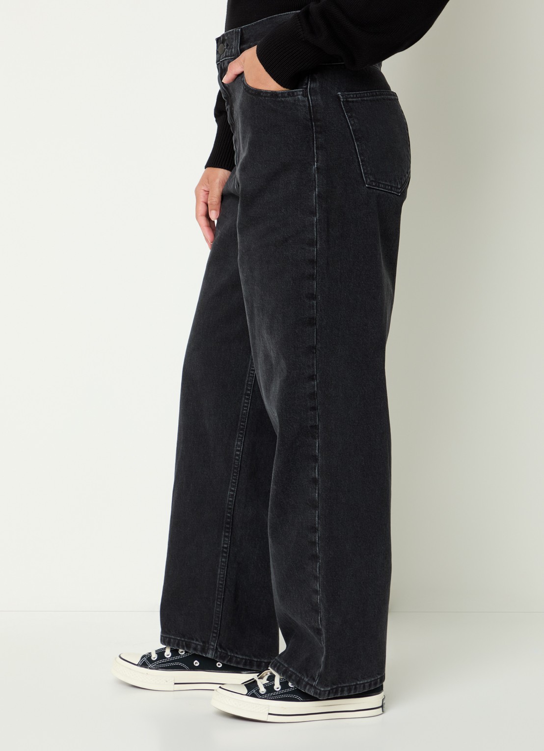 Carhartt WIP High waist straight leg jeans met gekleurde wassing - detail 2 antraciet