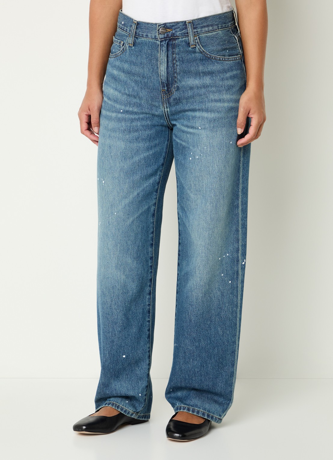 Carhartt WIP High waist straight leg jeans met medium wassing - detail 2 indigo