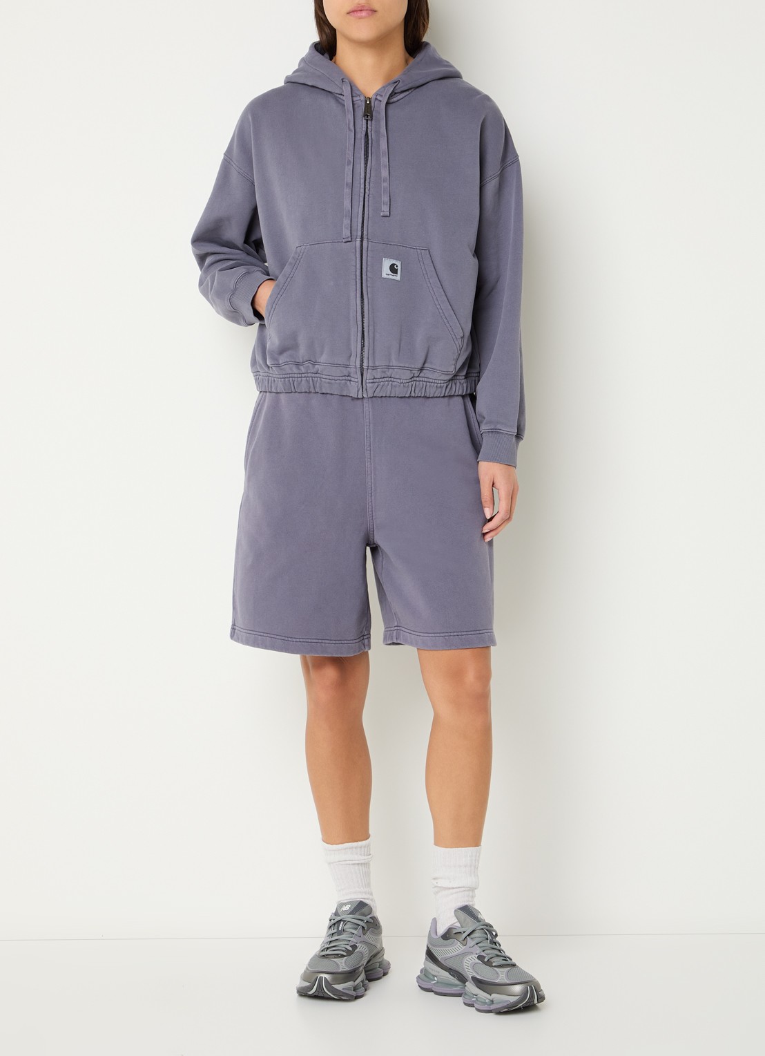 Carhartt WIP Hoggard sweatvest met capuchon en steekzakken - voorkant 3 paars