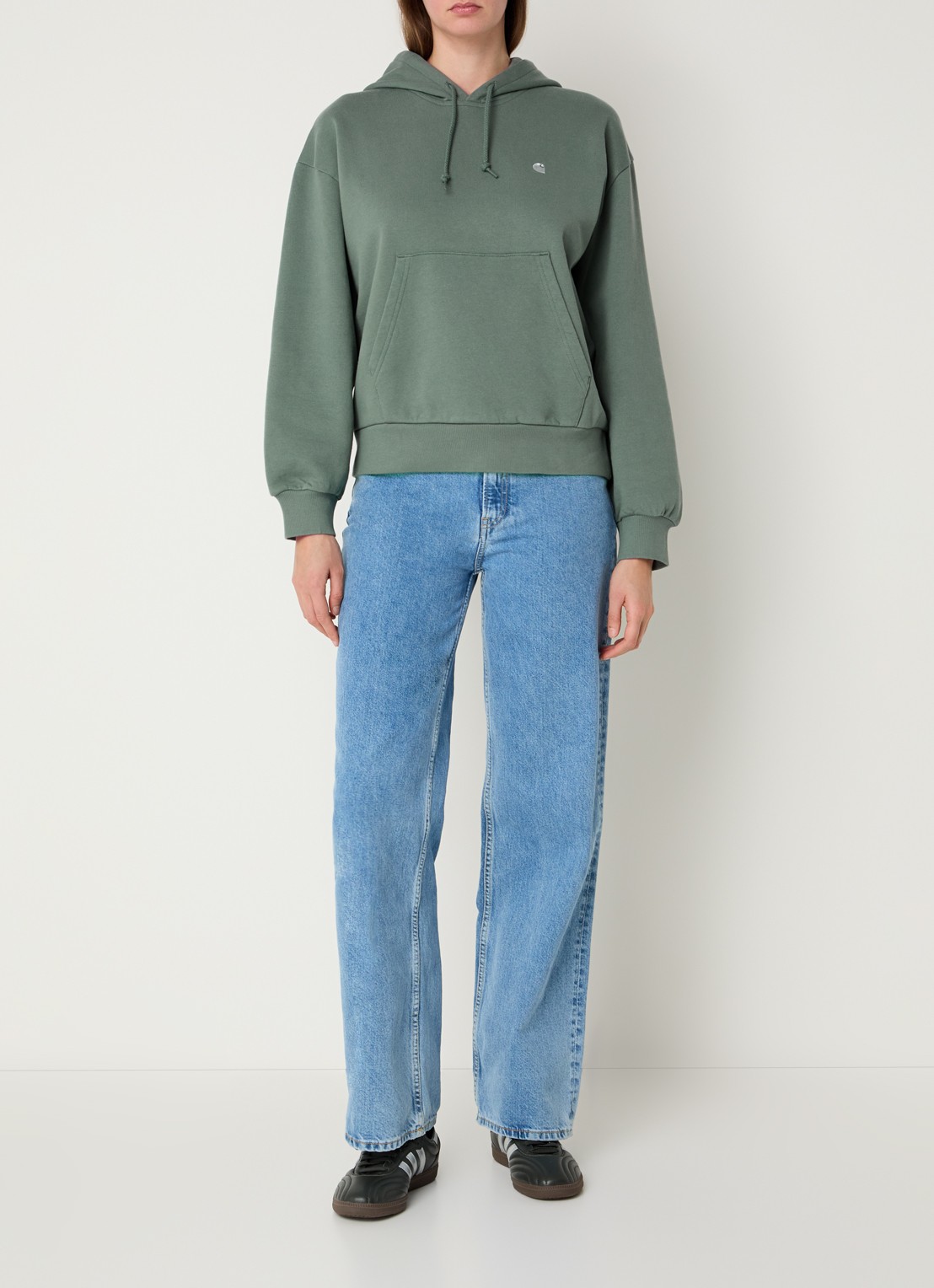 Carhartt WIP Hoodie met logoborduring - voorkant 3 olijfgroen
