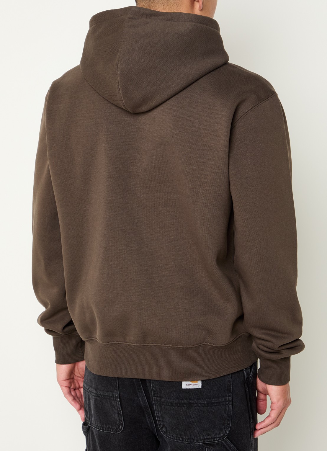 Carhartt WIP Hoodie met logoborduring - achterkant donkerbruin