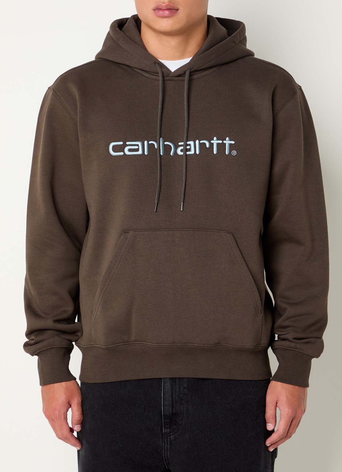 Carhartt WIP Hoodie met logoborduring - detail 2 donkerbruin