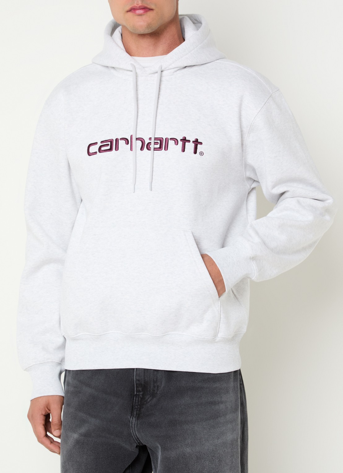 Carhartt WIP Hoodie met logoborduring - detail 2 grijsmele