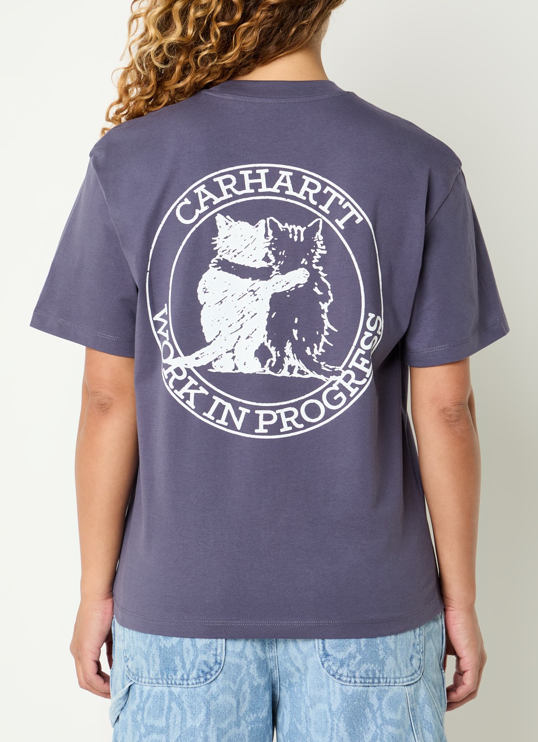 Carhartt WIP Huggin Cats T-shirt met logoborduring en backprint - detail 3 taupe