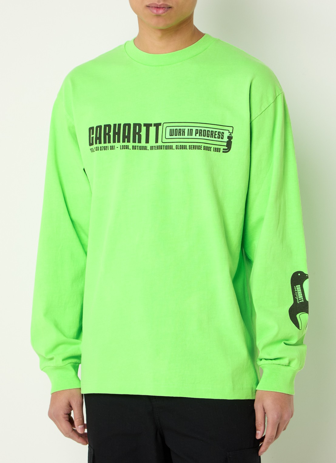 Carhartt WIP Industry T-shirt van  katoen met logo- en backprint  - detail 4 felgroen
