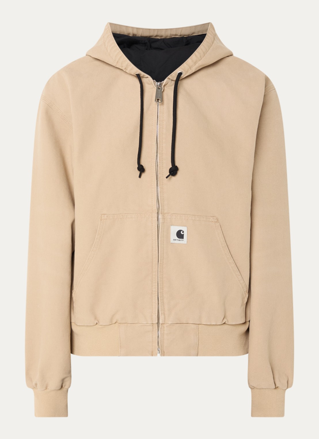 Carhartt WIP Jack met capuchon en logo - voorkant 3 beige