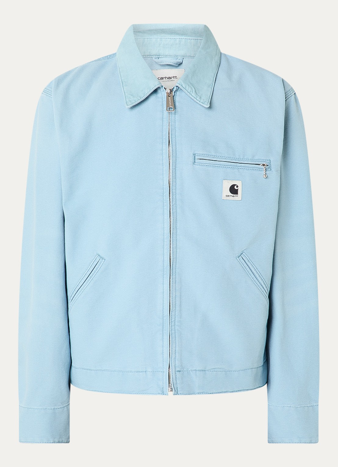Carhartt WIP Jack met details van corduroy en steekzakken - voorkant 3 lichtblauw