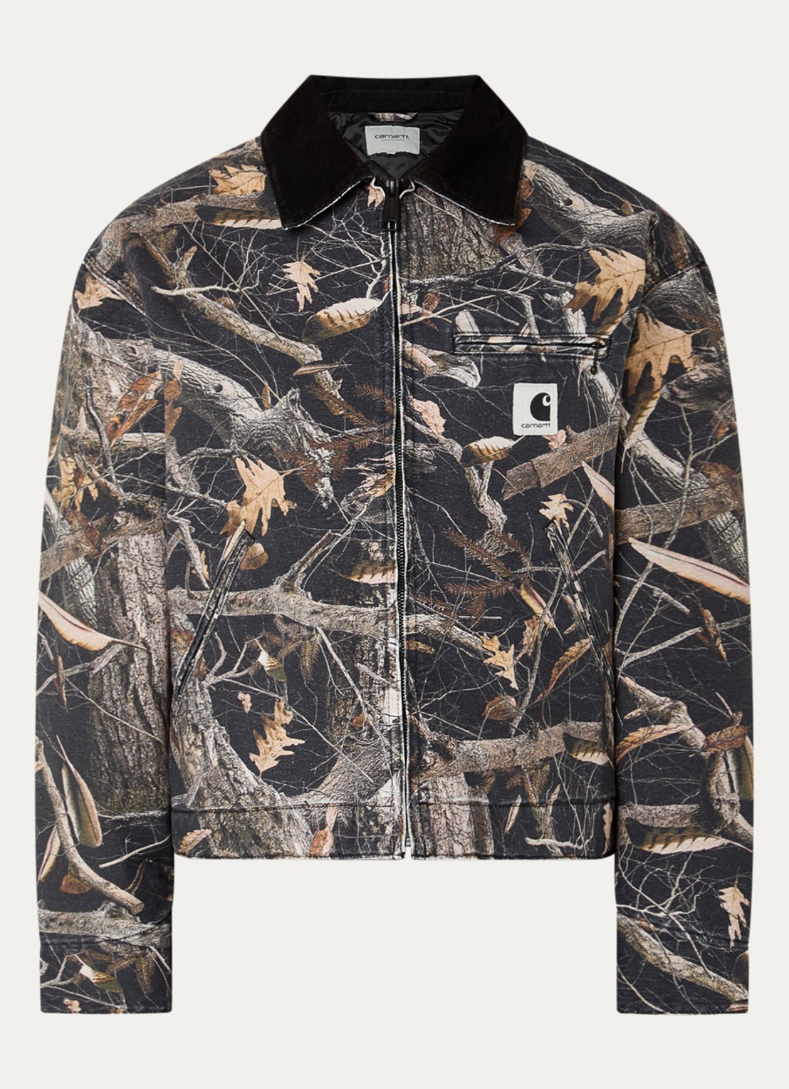 Carhartt WIP Jack met details van corduroy en steekzakken - voorkant 3 antraciet
