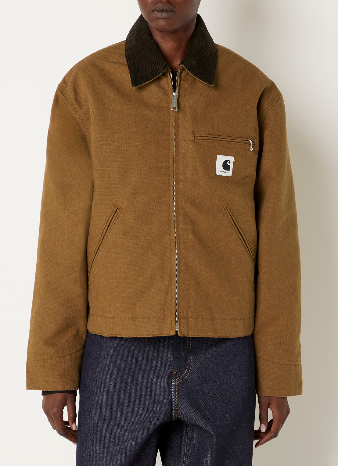 Carhartt WIP Jack met logo en steekzakken - detail cognac