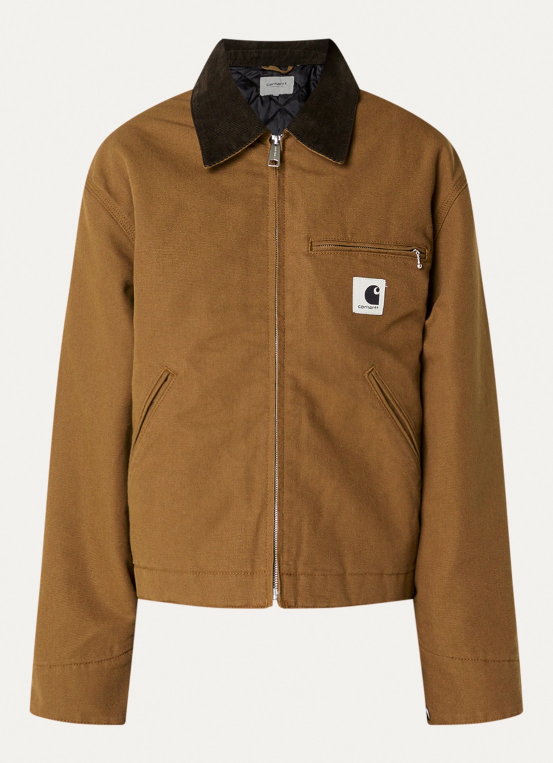 Carhartt WIP Jack met logo en steekzakken - voorkant 3 cognac