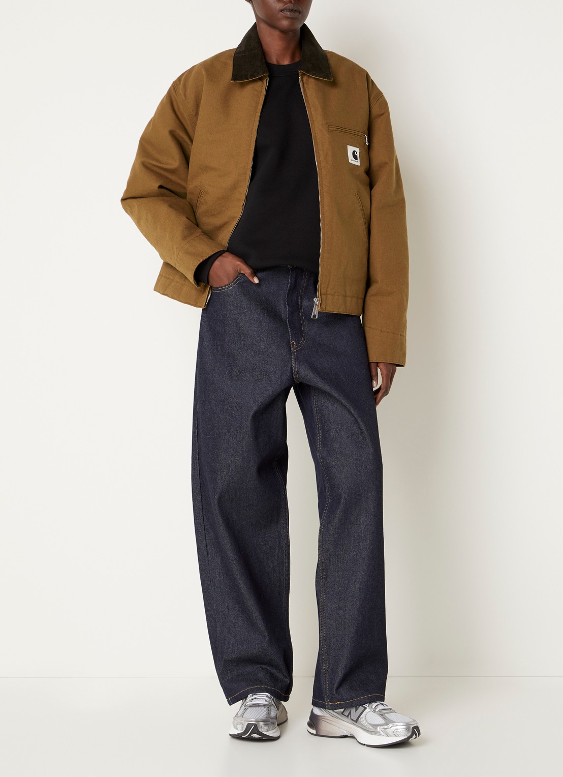 Carhartt WIP Jack met logo en steekzakken - voorkant 4 cognac