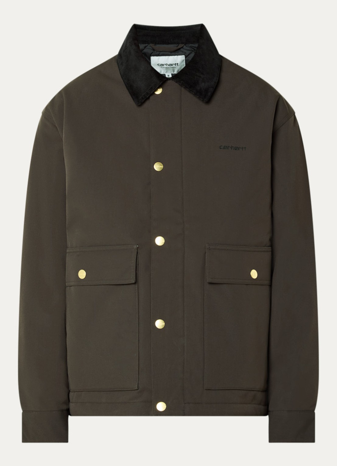 Carhartt WIP Jack met logo en steekzakken - voorkant zwart