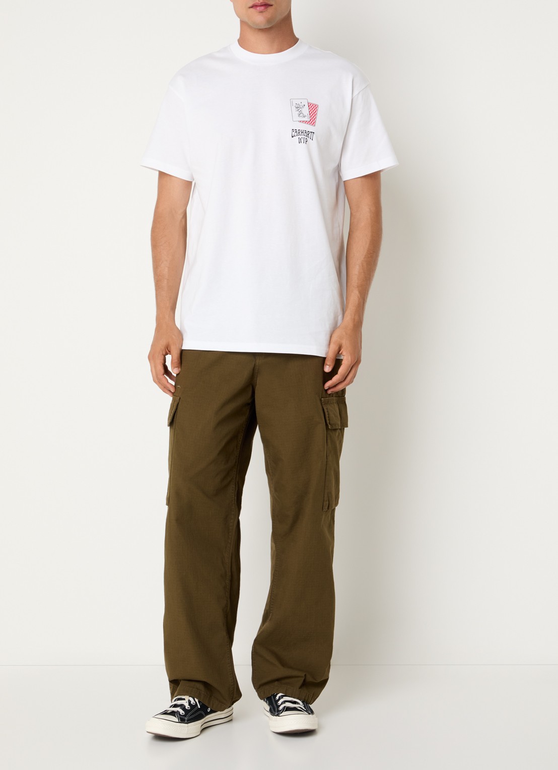 Carhartt WIP Kade straight fit cargobroek met steekzakken - voorkant 3 legergroen