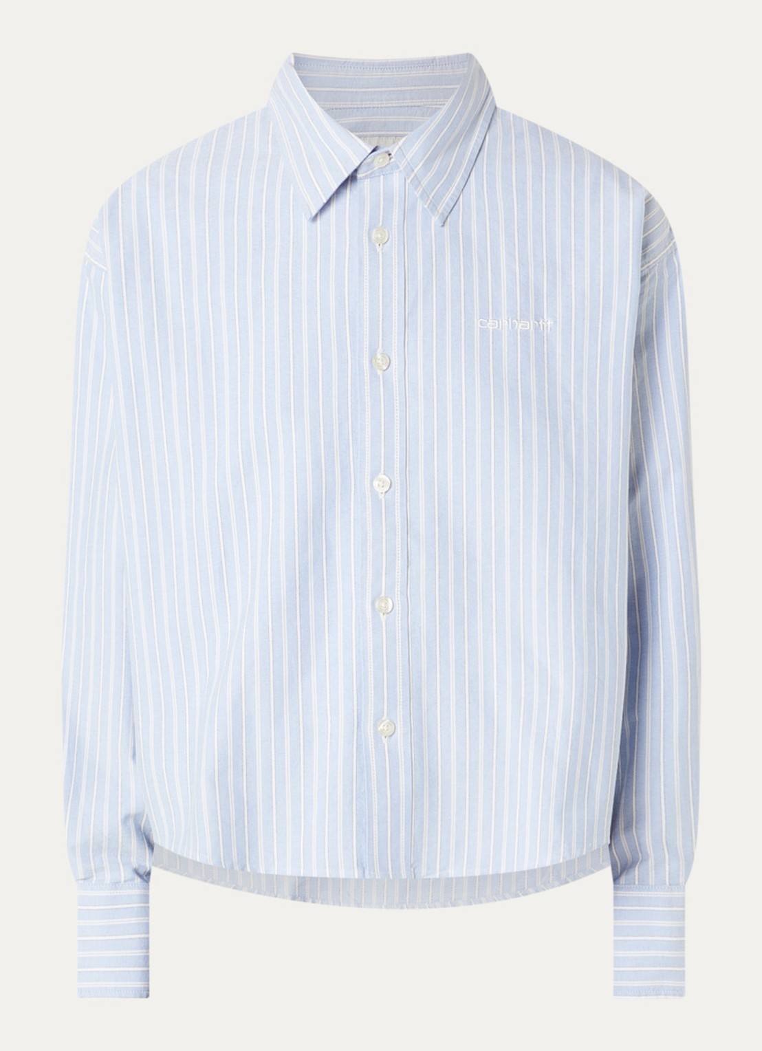 Carhartt WIP Kanan blouse met streepprint - voorkant lichtblauw