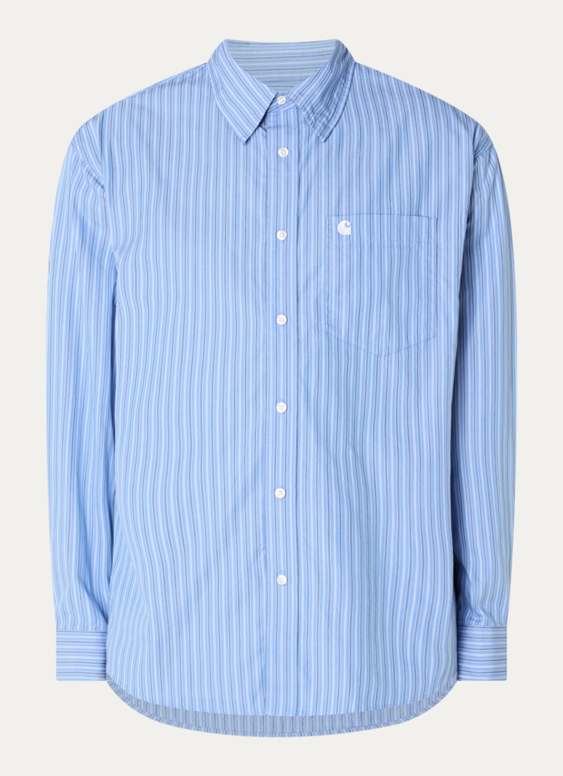 Carhartt WIP Keene regular fit overhemd met streepprint - voorkant 2 blauw