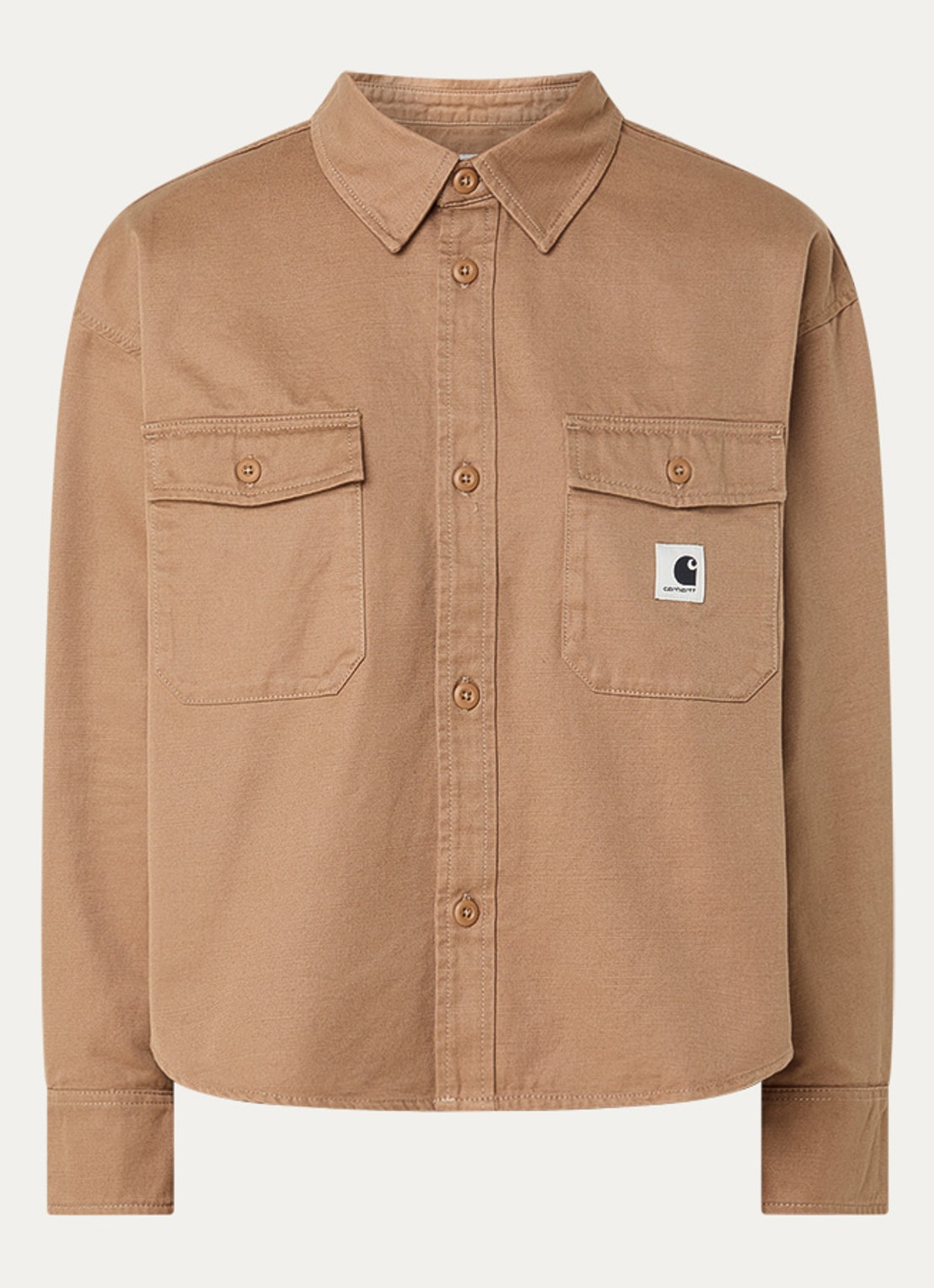 Carhartt WIP Kelly jack met klepzakken en logo - voorkant 2 camel