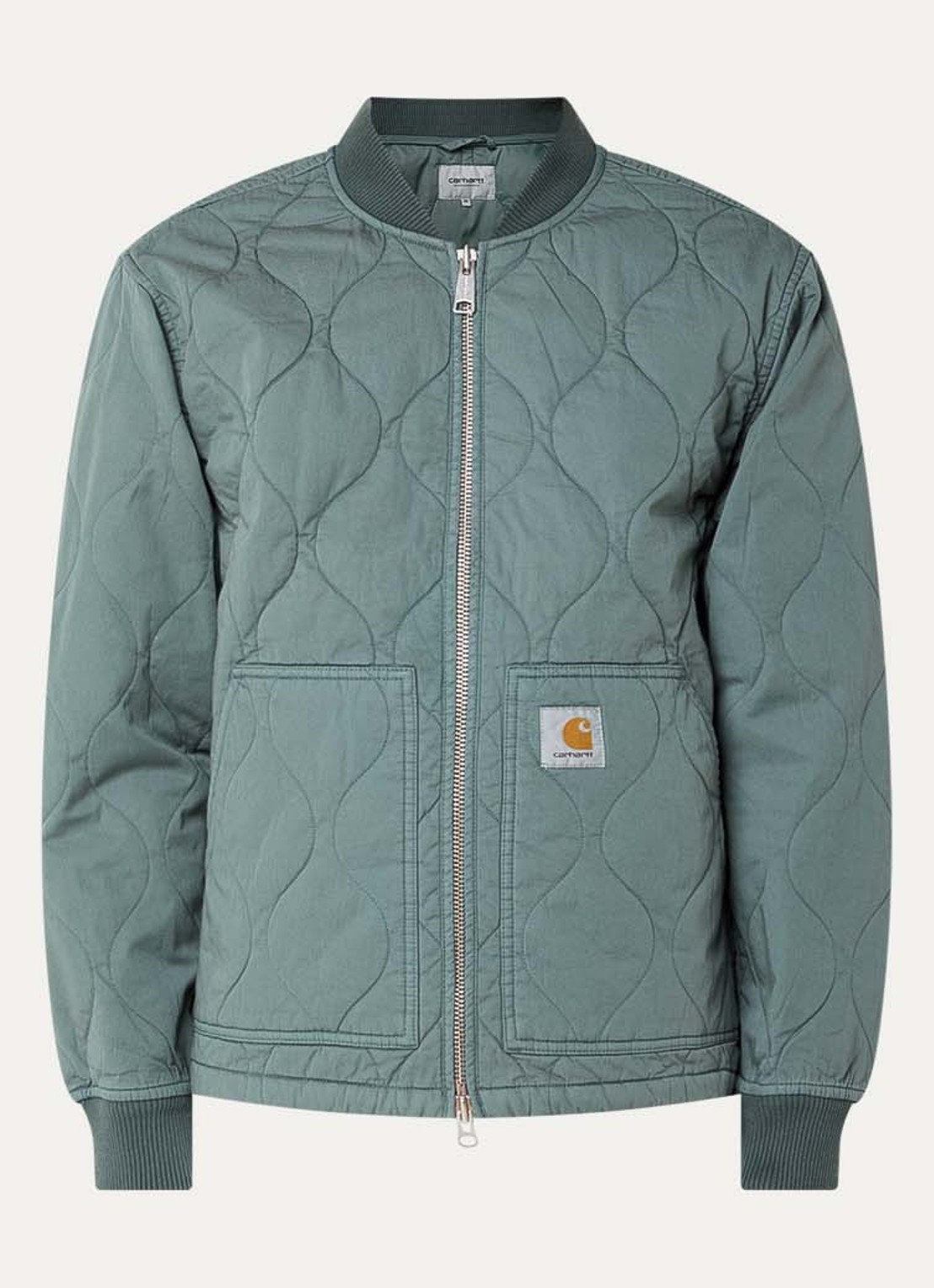 Carhartt WIP Kylan jack met quilt patroon en steekzakken - voorkant 3 groen