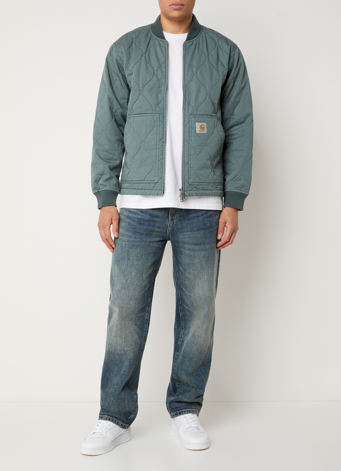 Carhartt WIP Kylan jack met quilt patroon en steekzakken - voorkant 4 groen