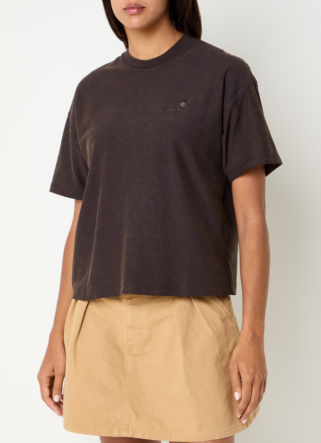 Carhartt WIP Lambert T-shirt met logo - detail donkerbruin