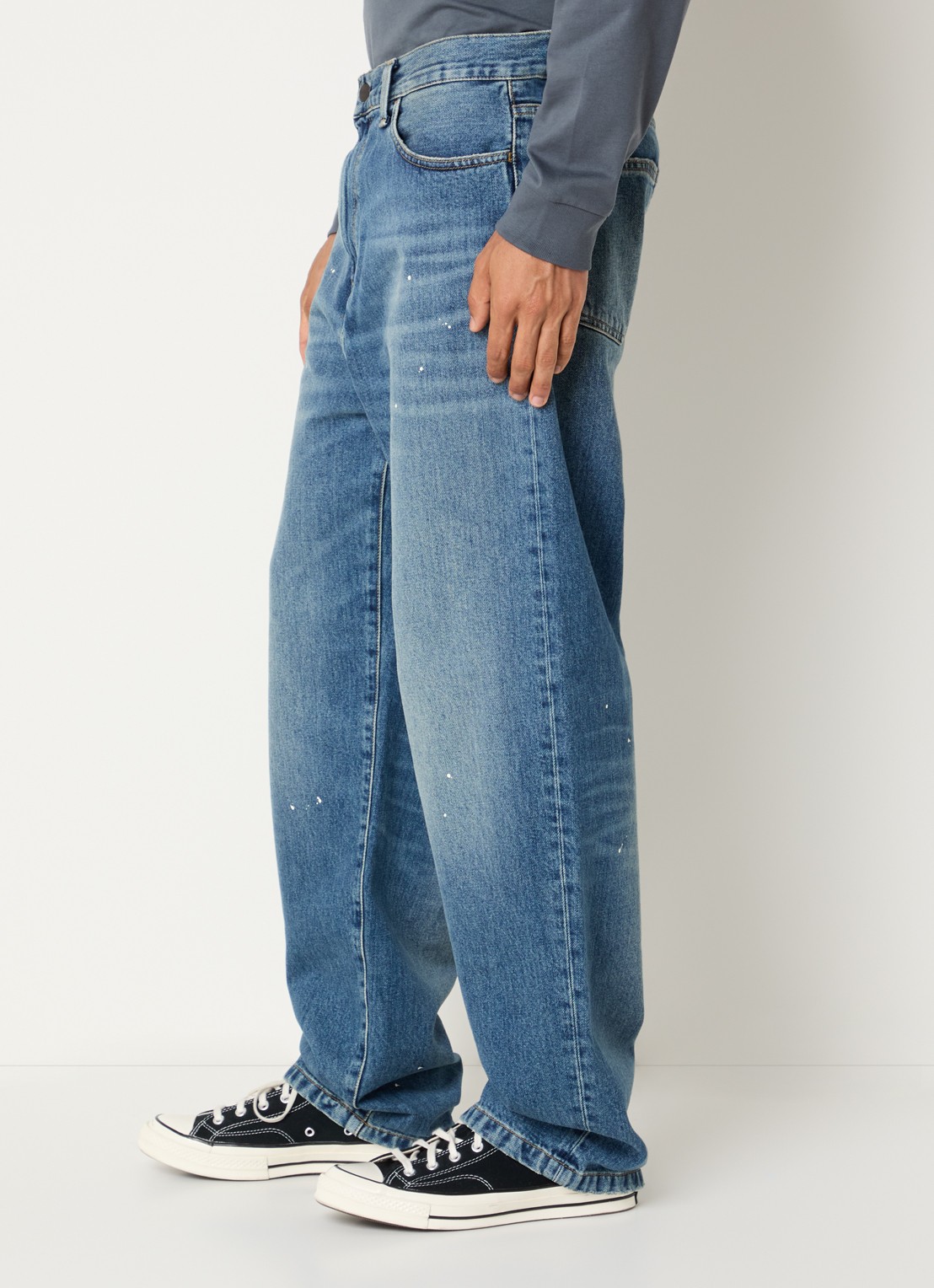 Carhartt WIP Landon Pant wide leg jeans met medium wassing  - detail 4 indigo
