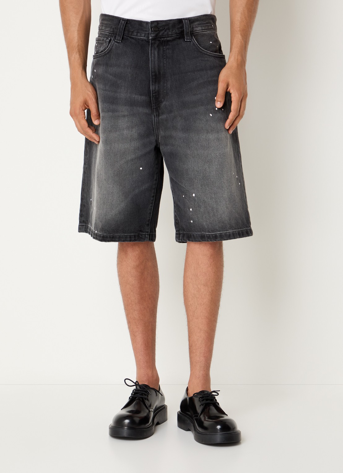 Carhartt WIP Landon straight fit korte broek van denim met gekleurde wassing - detail 2 zwart