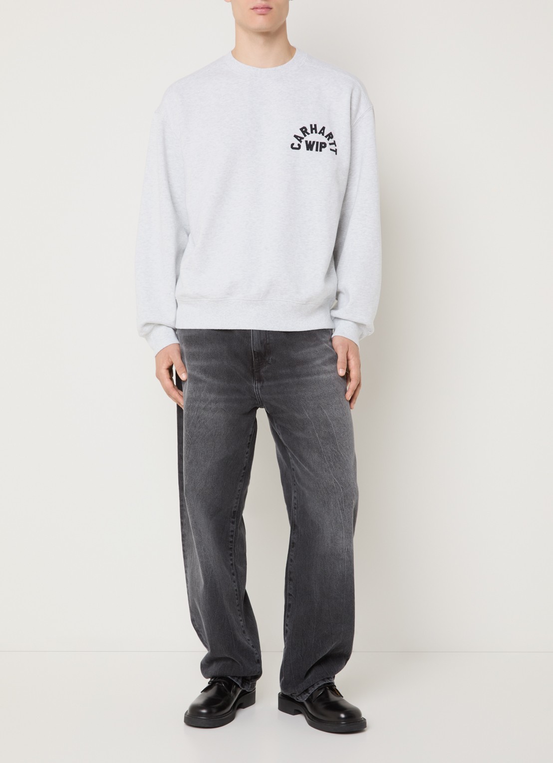 Carhartt WIP Landon tapered jeans met gekleurde wassing - voorkant 5 antraciet