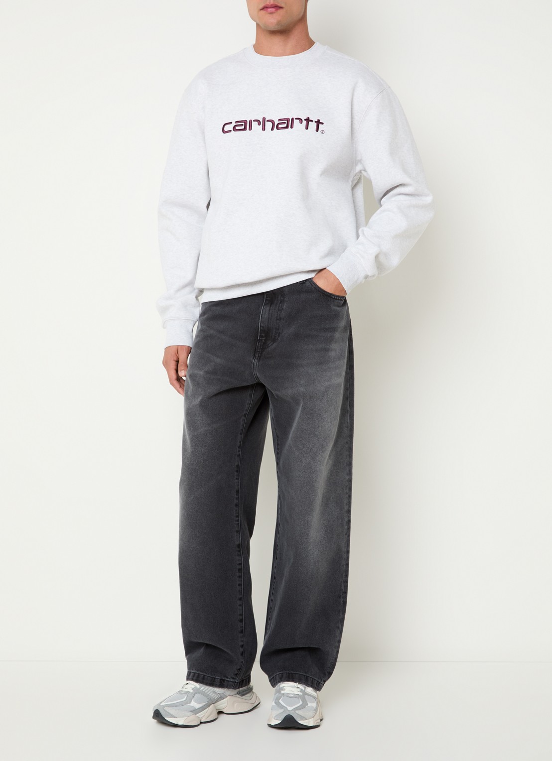Carhartt WIP Landon wide leg jeans met gekleurde wassing - voorkant 4 zwart