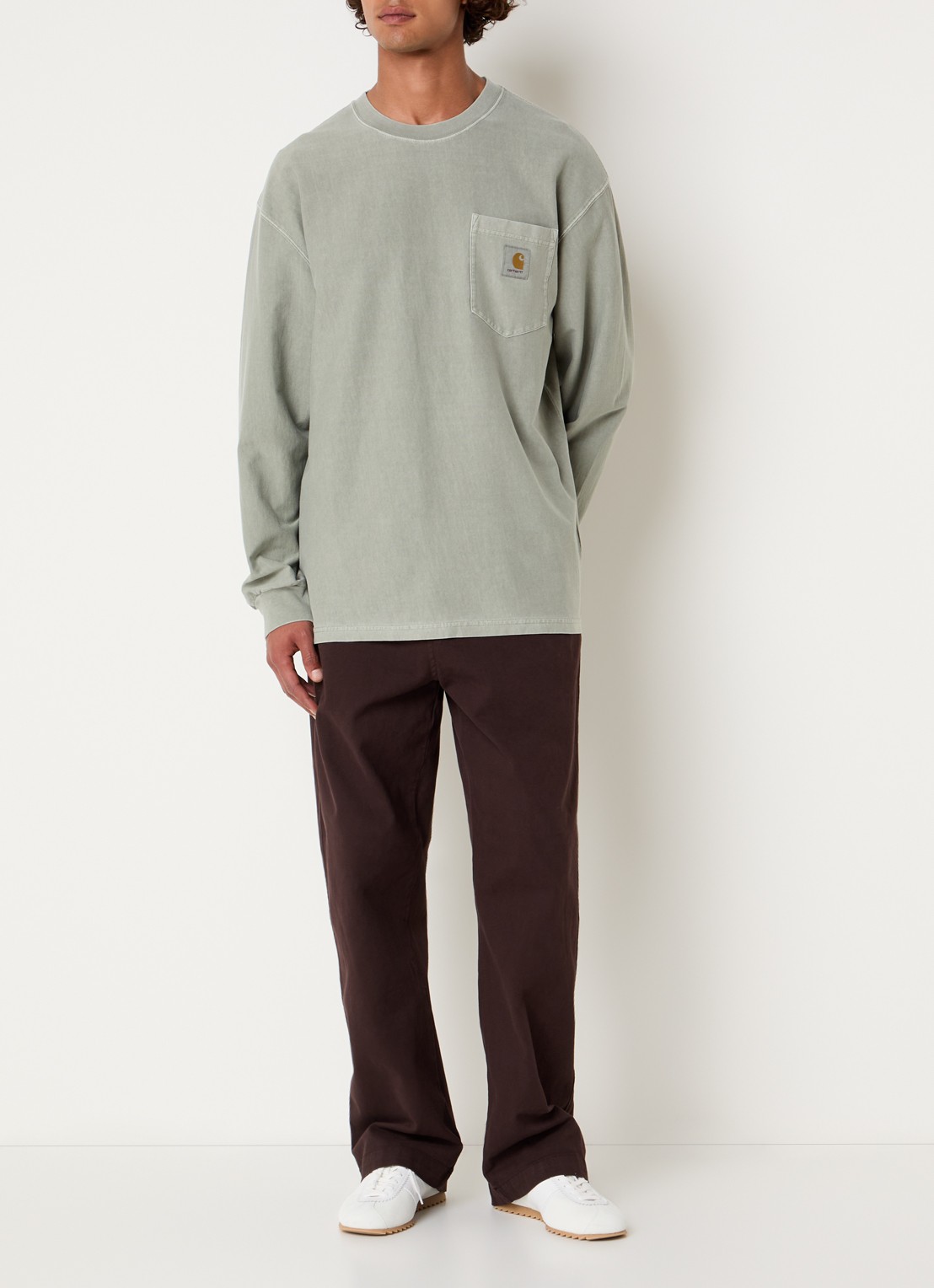 Carhartt WIP Loose Pocket long sleeve met logo - voorkant 3 groen