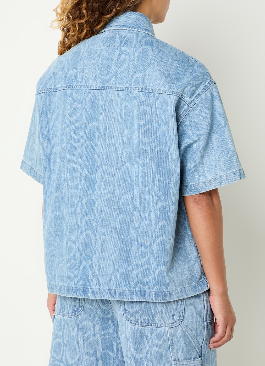 Carhartt WIP Lovilia blouse van denim met print - achterkant 4 blauwgrijs