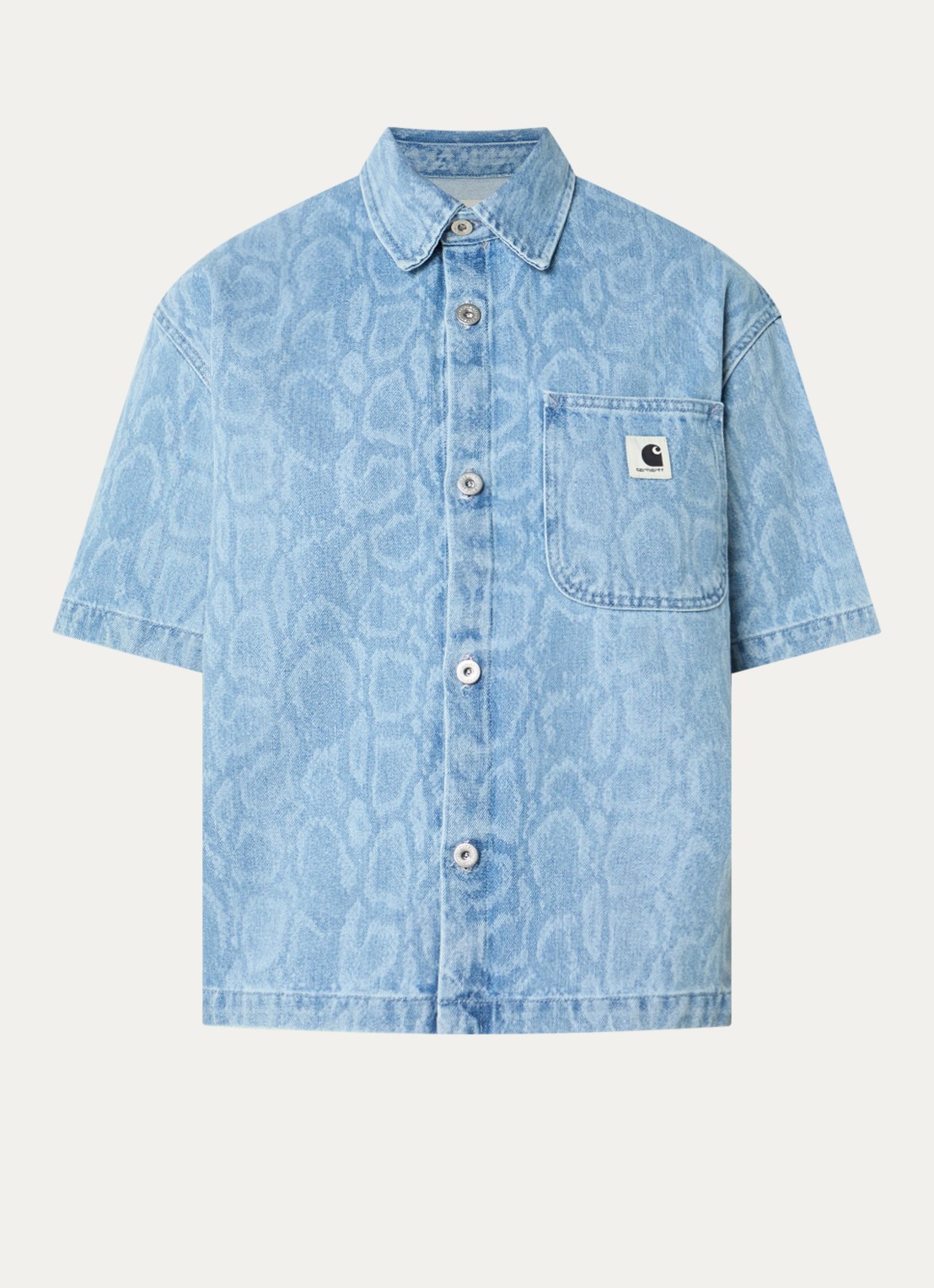 Carhartt WIP Lovilia blouse van denim met print - voorkant 2 blauwgrijs