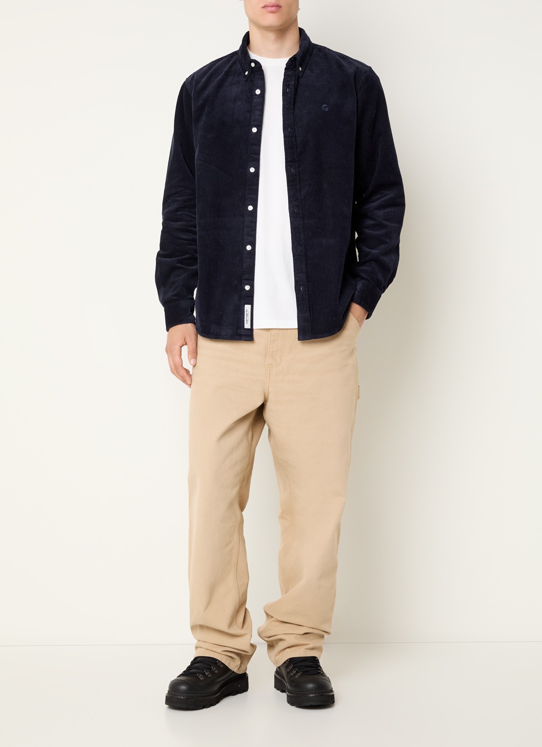 Carhartt WIP Madison overshirt van corduroy - voorkant 2 donkerblauw
