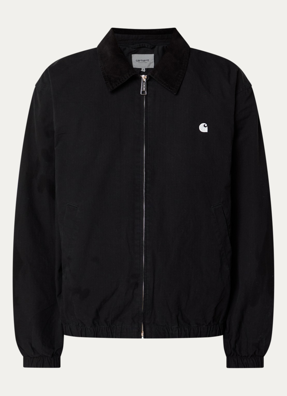 Carhartt WIP Madison Ripstop softshell jas met detail van corduroy  - voorkant zwart