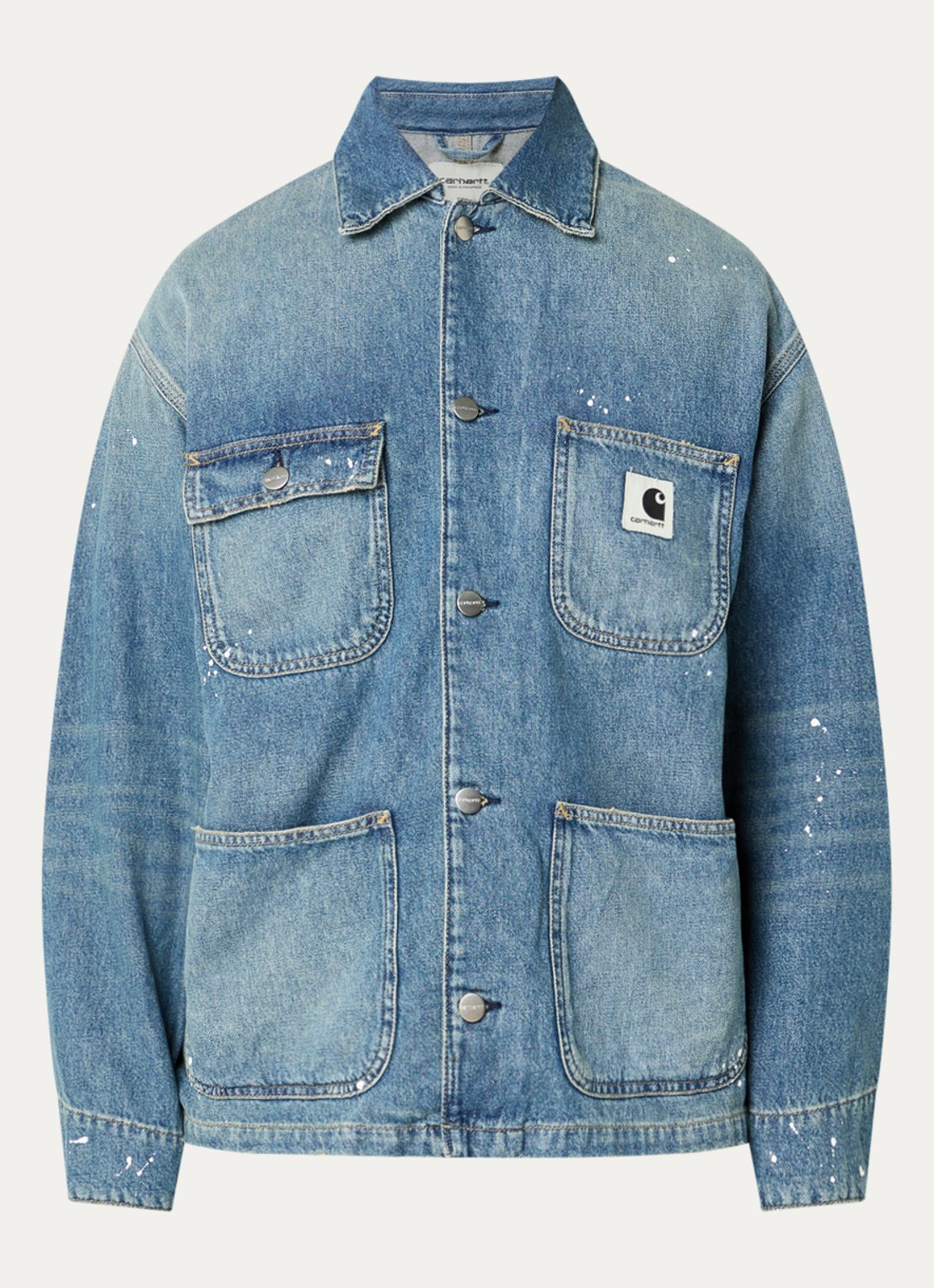 Carhartt WIP Michigan spijkerjas met logo - voorkant indigo