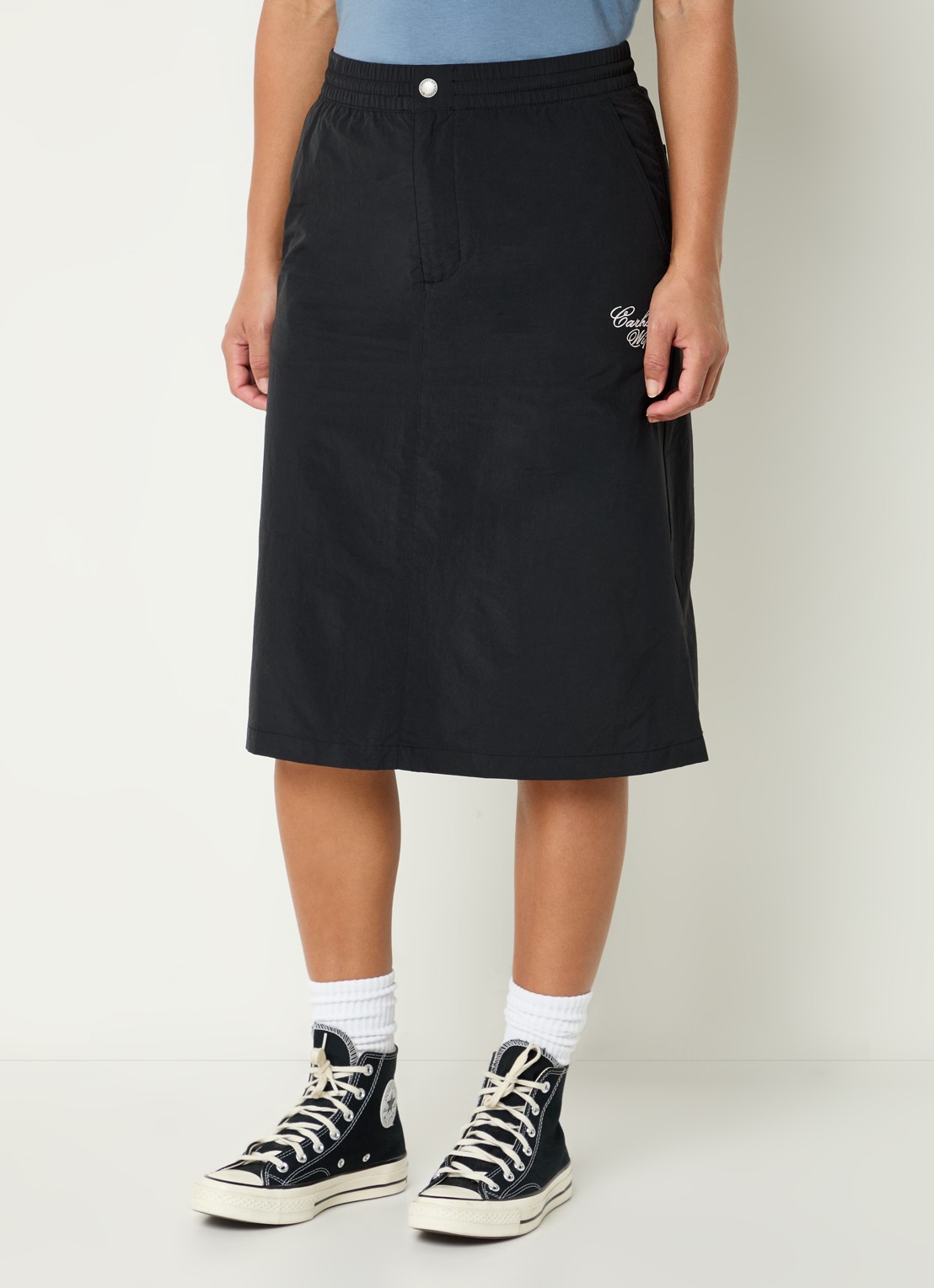 Carhartt WIP Midi rok met logoborduring en steekzakken - detail 3 zwart