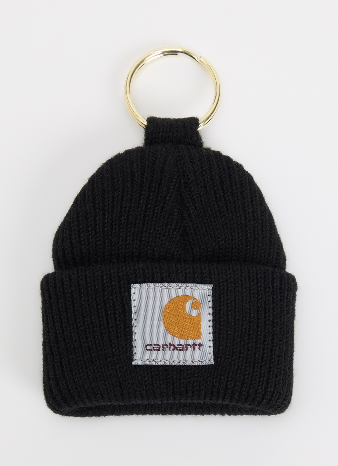 Carhartt WIP Mini Watch Hat sleutelhanger met logo - voorkant zwart