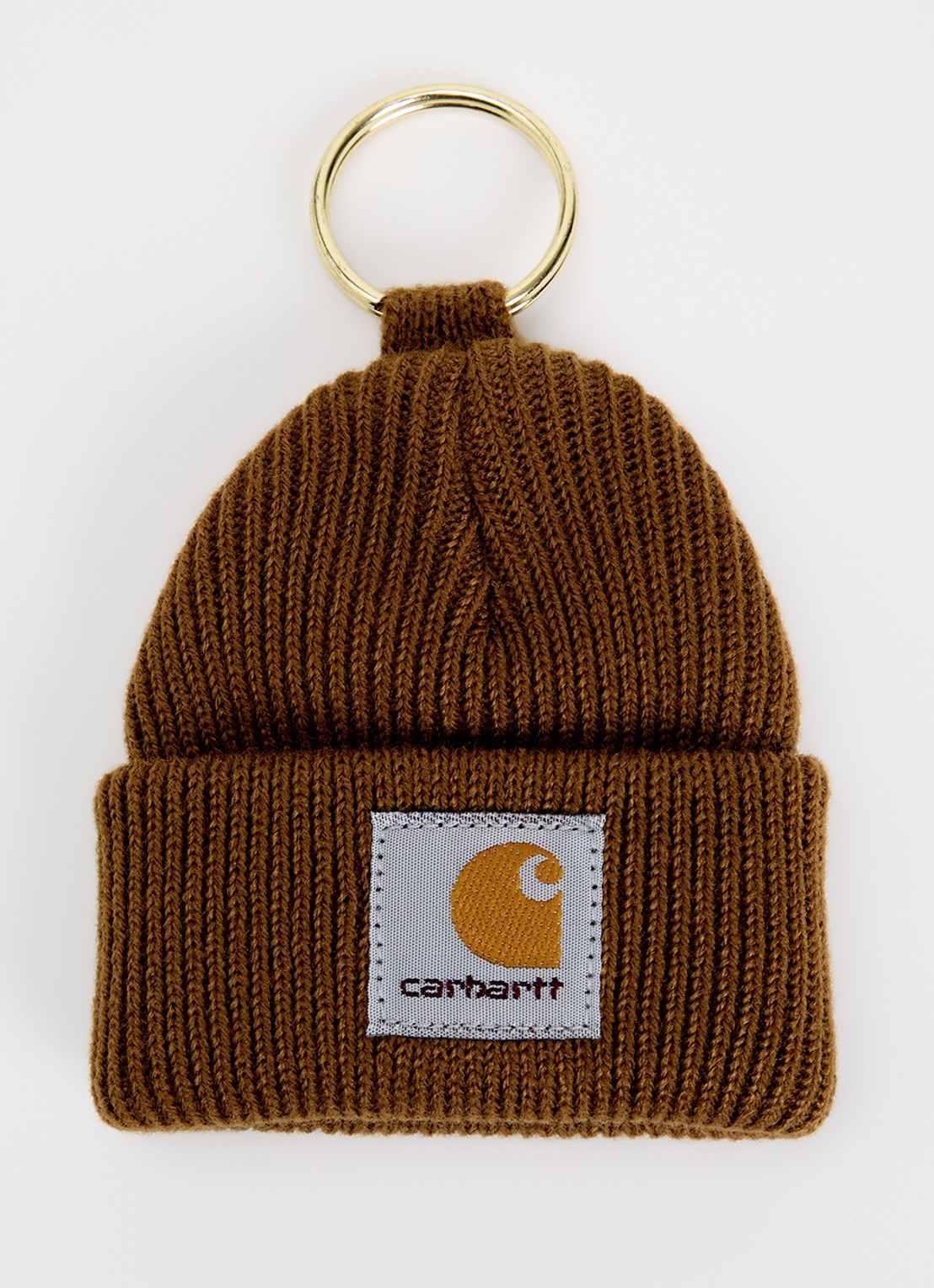 Carhartt WIP Mini Watch Hat sleutelhanger met logo - voorkant bruin