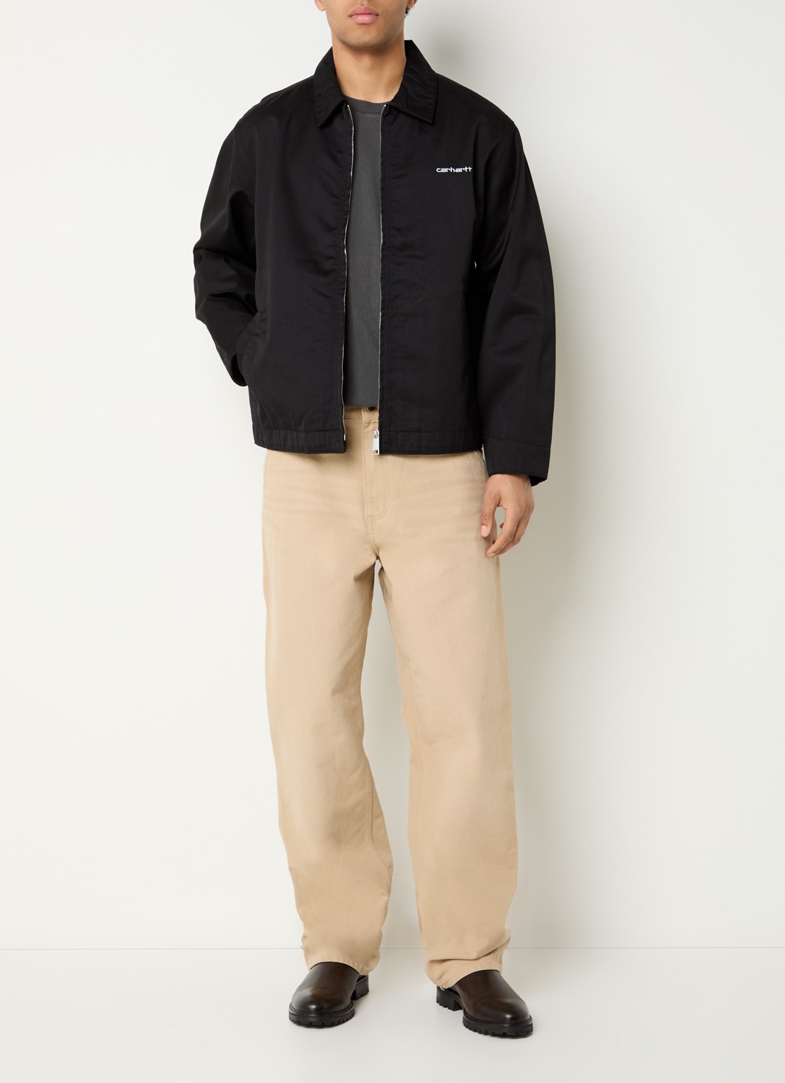 Carhartt WIP Module jack met steekzakken en logoborduring - voorkant 3 zwart