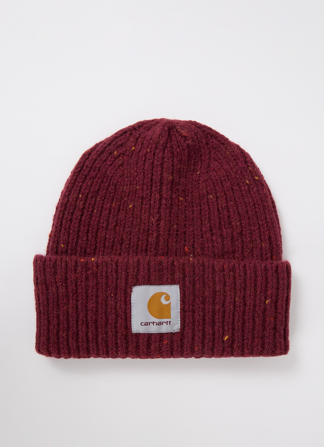 Carhartt WIP Muts in wolblend - voorkant bordeauxrood