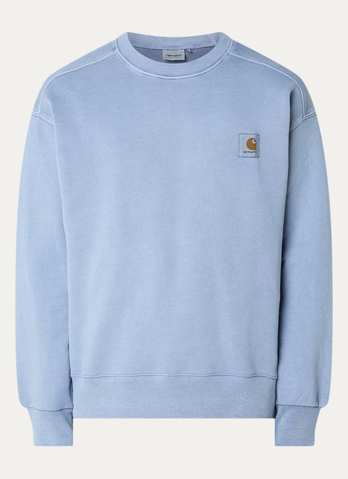Carhartt WIP Nelson sweater met logo - voorkant blauwgrijs
