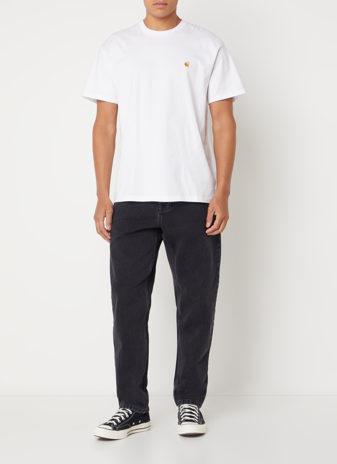 Carhartt WIP Newel tapered jeans met steekzakken  - voorkant 3 zwart