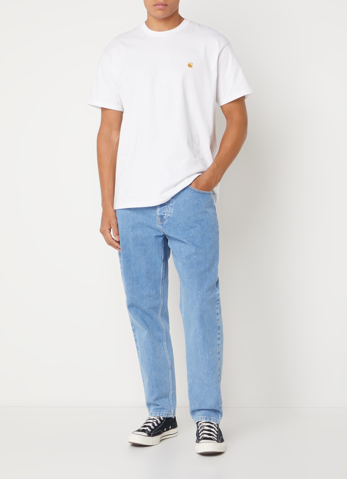 Carhartt WIP Newel tapered jeans met steekzakken  - voorkant 5 indigo