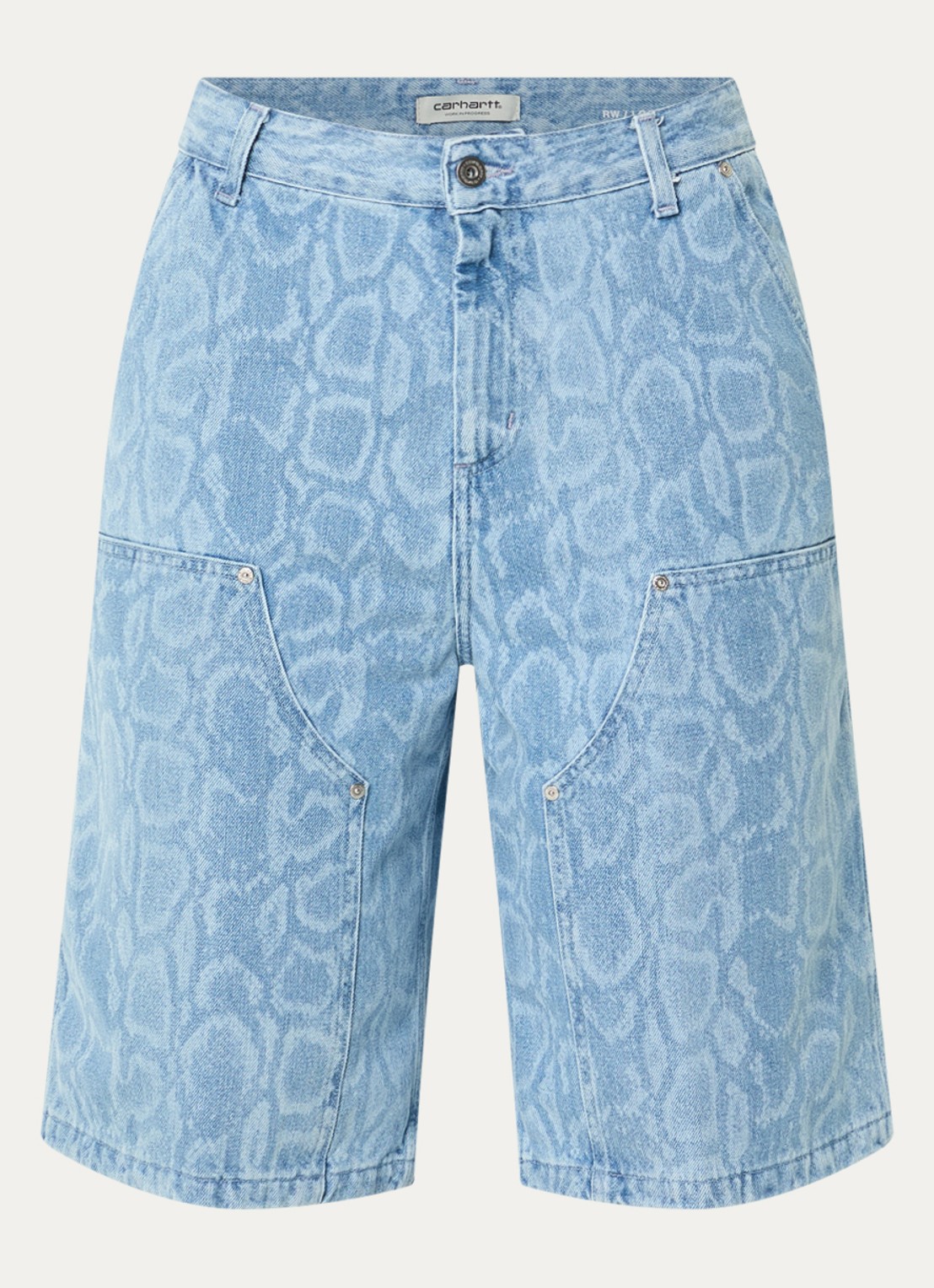 Carhartt WIP Nixon high waist straight fit korte broek van denim - voorkant 2 indigo