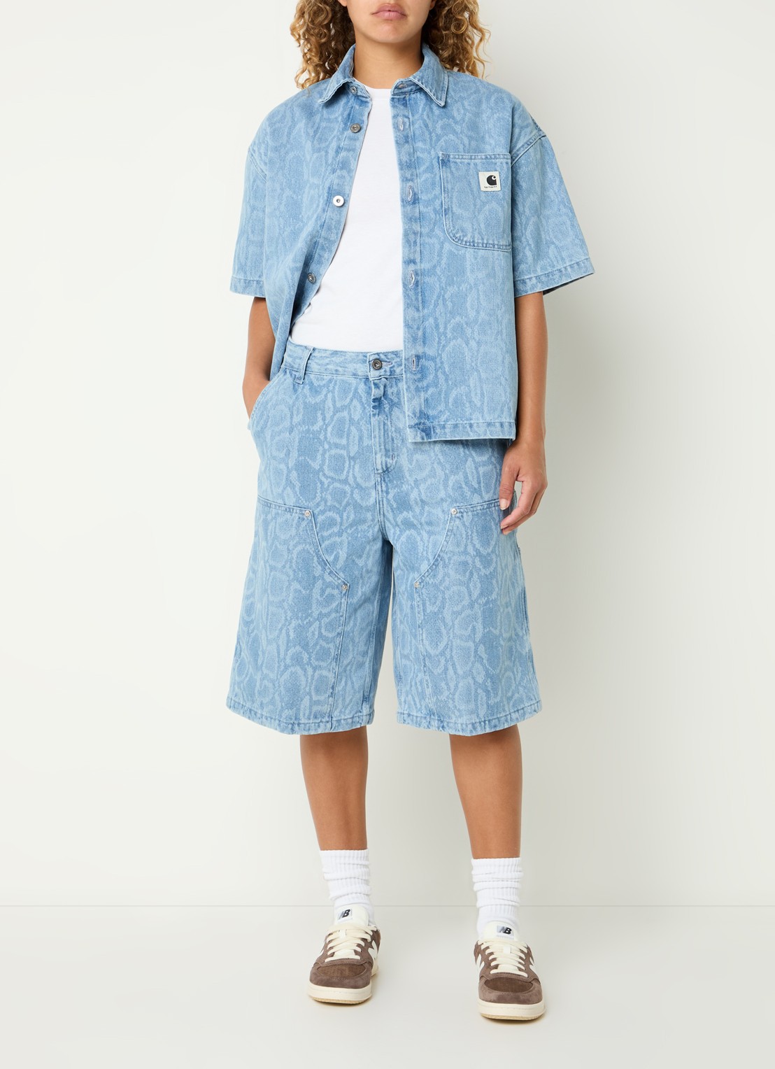Carhartt WIP Nixon high waist straight fit korte broek van denim - voorkant 3 indigo