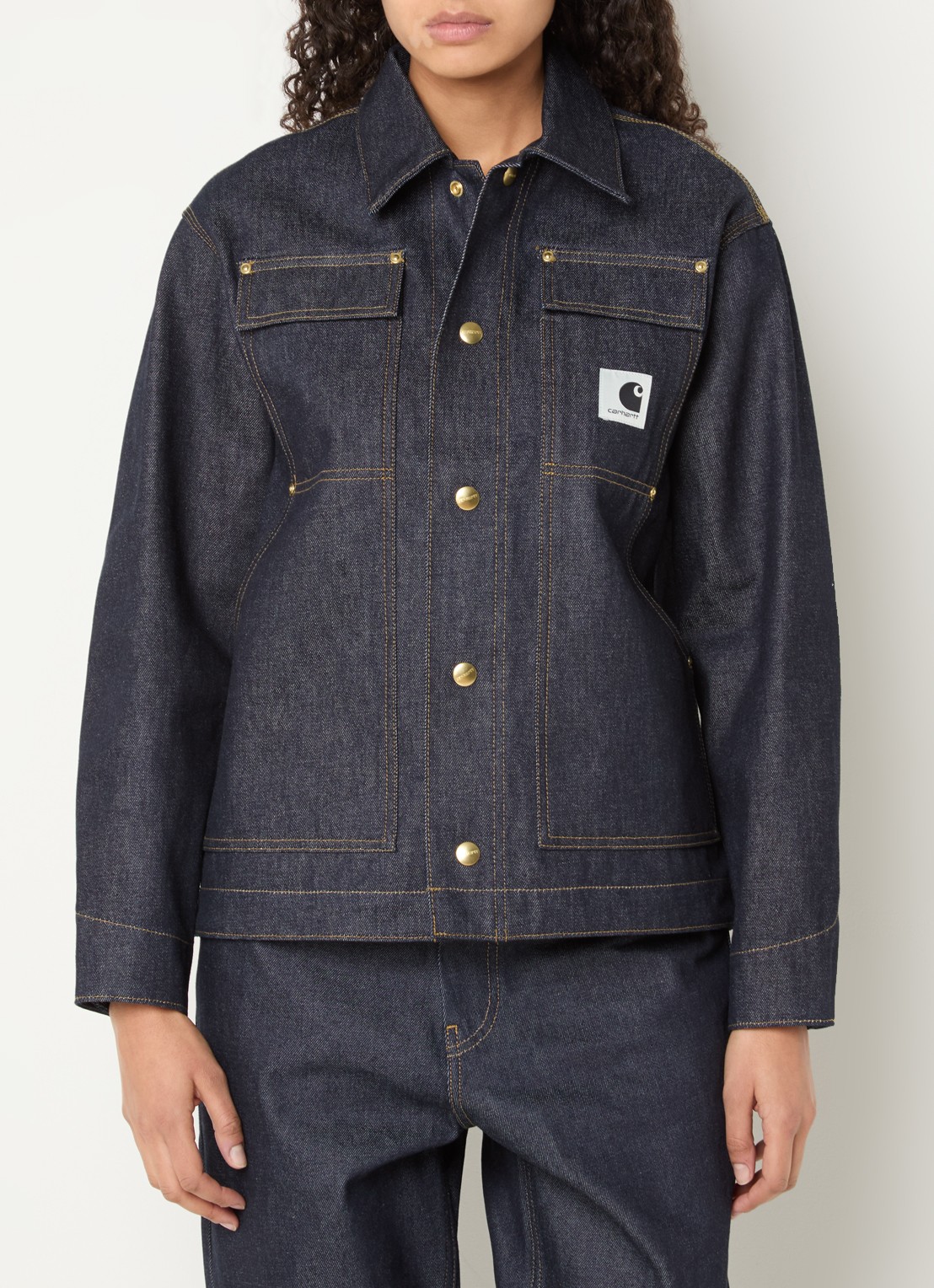 Carhartt WIP OG Arctic spijkerjas met donkere wassing en klepzakken - detail 3 donkerblauw