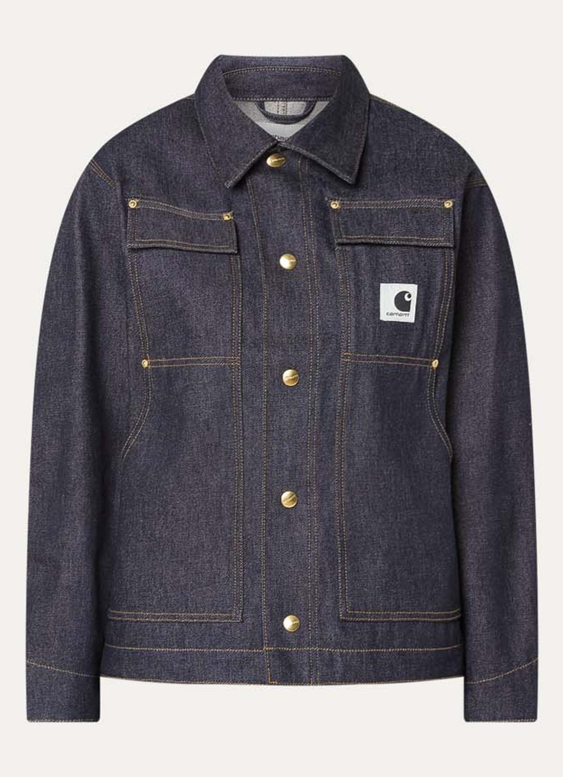 Carhartt WIP OG Arctic spijkerjas met donkere wassing en klepzakken - voorkant donkerblauw