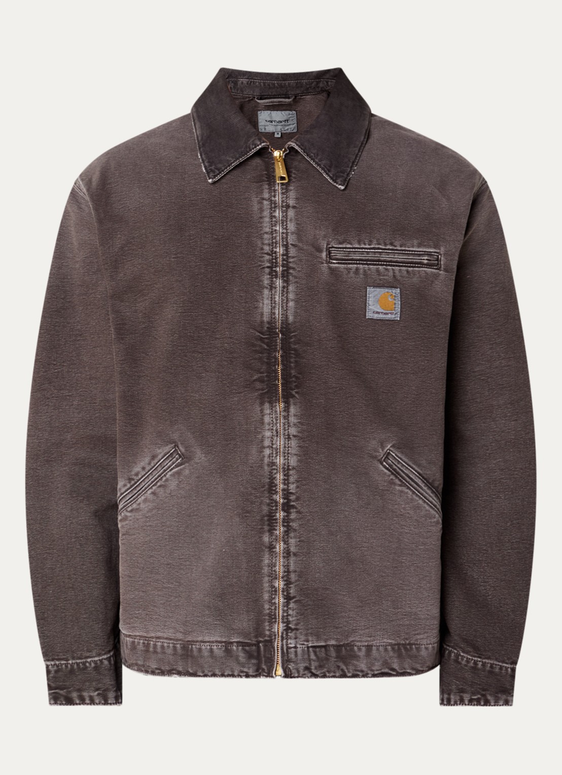 Carhartt WIP OG Detroit barn jack van denim met paspelzakken en gekleurde wassing - voorkant middengrijs