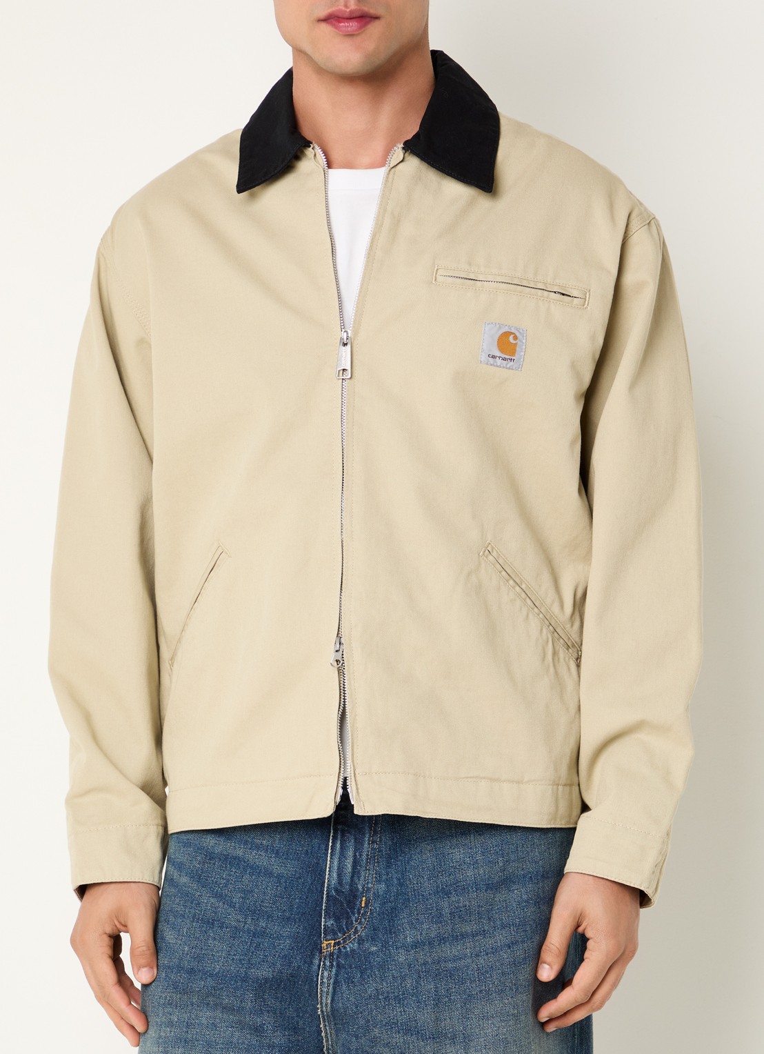Carhartt WIP OG Detroit jack met logo en steekzakken - detail vanillegeel